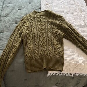 Reformation Olive Cable Knit Sweater